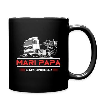 Mari papa camionneur légende pour maman - Mug uni - noir - Droite