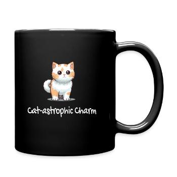 Cat-astrophic Charm - funny cat! - Full Colour Mug - black - Right