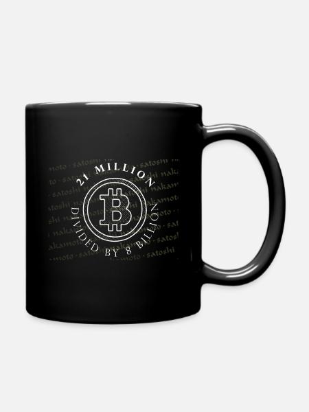21 Million Divided by 8 Billion Bitcoin T-Shirt - Full Colour Mug - black