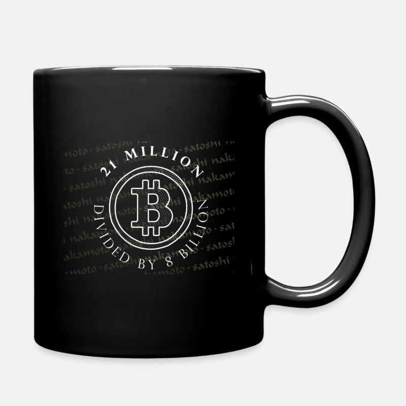 21 Million Divided by 8 Billion Bitcoin T-Shirt - Full Colour Mug - black
