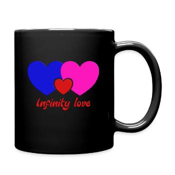 infinity love. Unendliche Liebe: Verbundene Herzen - Tasse einfarbig - Schwarz - Rechts