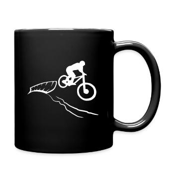 Mountainbiker Downhill Motiv - Tasse einfarbig - Schwarz - Rechts
