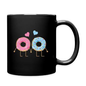 Valentinstag Valentinsday Love Paar Liebe Donut - Tasse einfarbig - Schwarz - Rechts