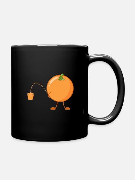 Lustiges Obst Orange Orangensaft witzige Früchte - Tasse einfarbig - Schwarz