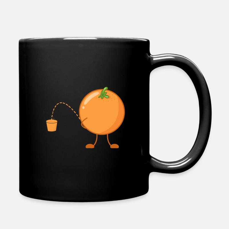 Lustiges Obst Orange Orangensaft witzige Früchte - Tasse einfarbig - Schwarz