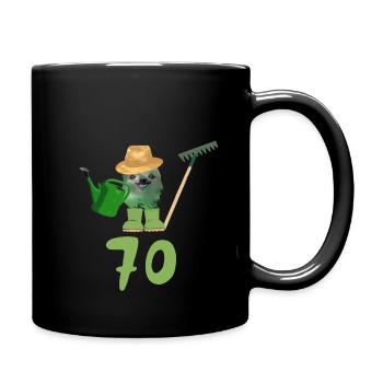 gärtner,geburtstag,70, faultier, rechen,giesskanne - Tasse einfarbig - Schwarz - Rechts