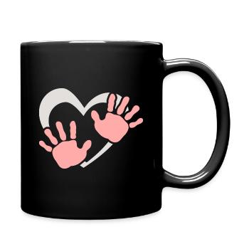 Empreinte de main de cœur de bébé - Mug uni - noir - Droite