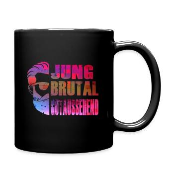 Jung Brutal Gutaussehend - Tasse einfarbig - Schwarz - Rechts