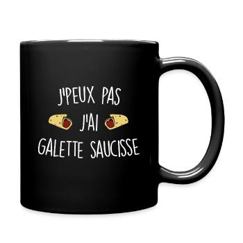 J'peux pas j'ai galette saucisse - Mug uni - noir - Droite