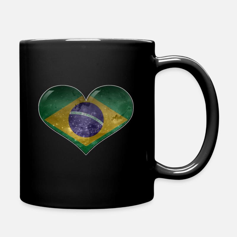 Brazil heart - Full Colour Mug - black