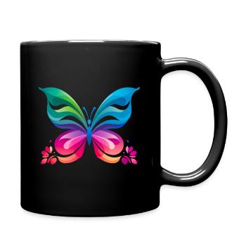 Papillon arc-en-ciel - Mug uni - noir - Droite