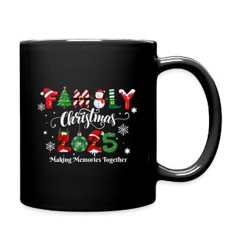FROHE WEIHNACHTEN, Familienweihnachten 2025 - Tasse einfarbig - Schwarz - Rechts