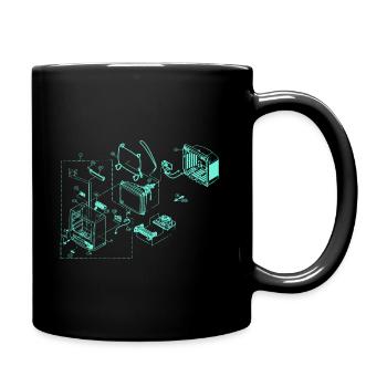 Retro TV technische skizze old school Geschenk - Tasse einfarbig - Schwarz - Rechts