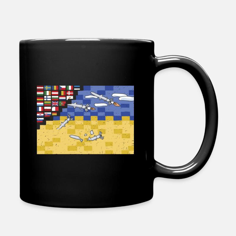 Ukrainian Flag Protecting Europe - Full Colour Mug - black