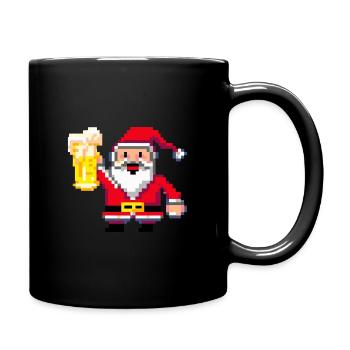 Père Noël avec de la bière en Pixel Art - Mug uni - noir - Droite