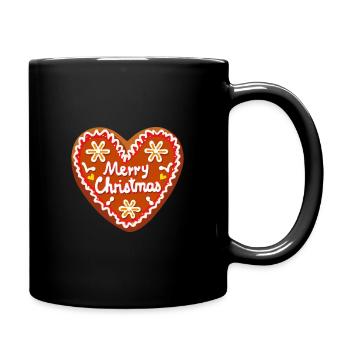 Gingerbread heart with lettering Merry Christmas - Full Colour Mug - black - Right
