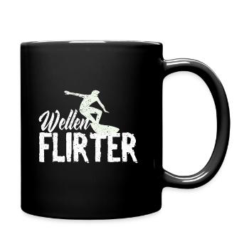 Surfen Wellenflirten Wellenreiter Surfer Surfboard - Tasse einfarbig - Schwarz - Rechts