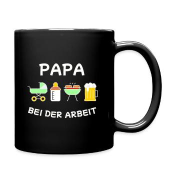 Papa Vater Vatertag Geburtstag Baby Grillen Bier - Tasse einfarbig - Schwarz - Rechts