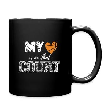 My Heart is on That Court Basketball - Full Colour Mug - black - Right