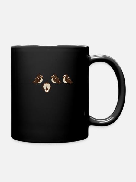 dicke Spatzen - Tasse einfarbig - Schwarz