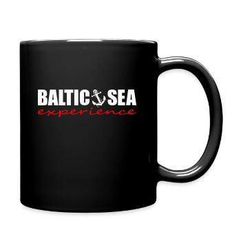 BALTIC SEA EXPERIENCE Logo weiß/rot Anker - Tasse einfarbig - Schwarz - Rechts
