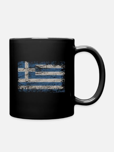 Griechenland Flagge Used Look Athen Kreta Kos GR - Tasse einfarbig - Schwarz