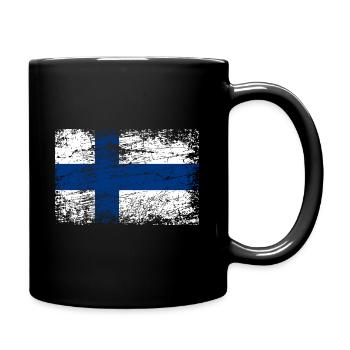 Drapeau finlande utilisé look bannière pays Suomi - Mug uni - noir - Droite