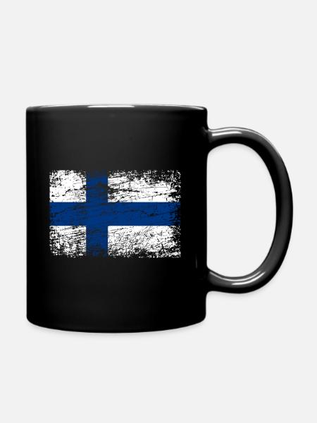 Finnland Flagge Used Look Banner Land Suomi - Tasse einfarbig - Schwarz