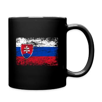 Slowakei Flagge Used Look - Tasse einfarbig - Schwarz - Rechts
