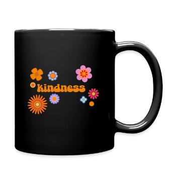 Kindness Retro Flowerpower Design - Tasse einfarbig - Schwarz - Rechts