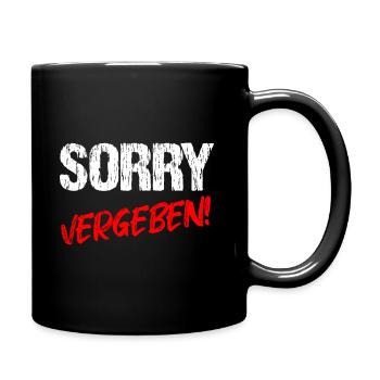 Sorry Vergeben - Tasse einfarbig - Schwarz - Rechts