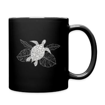 Schildkröte Grau Tropische Blätter - Tasse einfarbig - Schwarz - Rechts