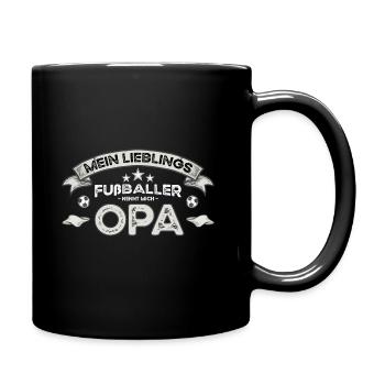Mein Lieblingsfußballer nennt mich Opa - Tasse einfarbig - Schwarz - Rechts
