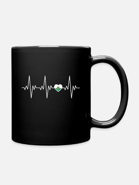 Sachsen Herzschlag EKG Geschenk - Tasse einfarbig - Schwarz