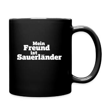 Mein Freund ist Sauerländer - Tasse einfarbig - Schwarz - Rechts
