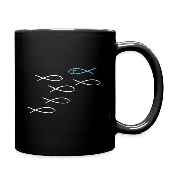 Christ Fisch - Tasse einfarbig - Schwarz - Rechts