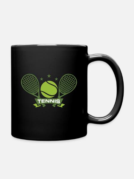 raquette de tennis tennis balle de tennis court de tennis tenn - Mug uni - noir