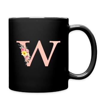 W Monogram Floral - Full Colour Mug - black - Right