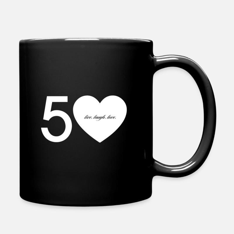 50 avec cœur - vivre. rire. Amour. - Mug uni - noir