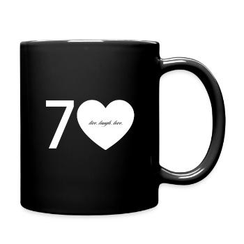 70 avec cœur - en direct. rire. Amour. - Mug uni - noir - Droite