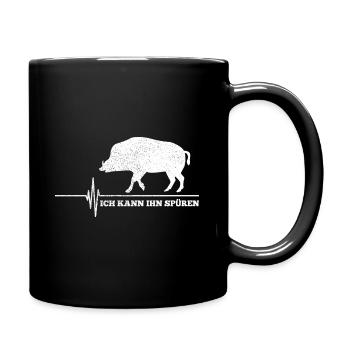 Ich kann ihn spüren Kardiogramm Wildschwein Jäger - Tasse einfarbig - Schwarz - Rechts