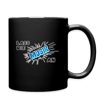 Pow Lass die Musik an - blau auf dunkel - Tasse einfarbig - Schwarz - Rechts