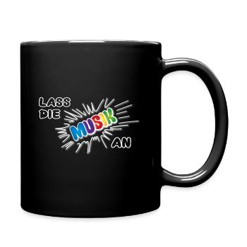 Pow Leave the music on - colorful on dark - Full Colour Mug - black - Right