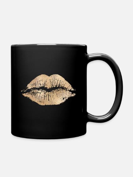 Lèvres dorées - Mug uni - noir