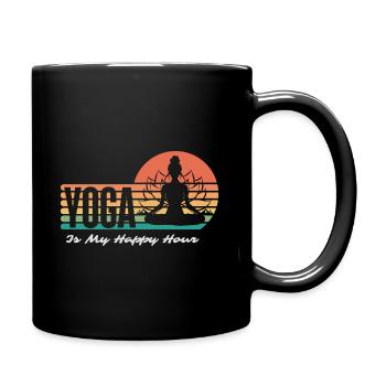 Retro Yoga Funny Saying Yoga Is My Happy Hour - Full Colour Mug - black - Right