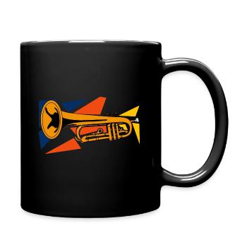 Brass Trompete Pop Art - Tasse einfarbig - Schwarz - Rechts