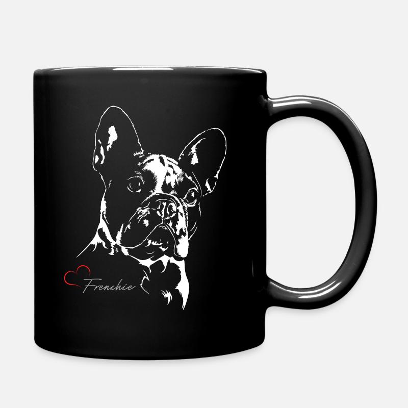FRENCHIE PORTRAIT Herz - Tasse einfarbig - Schwarz