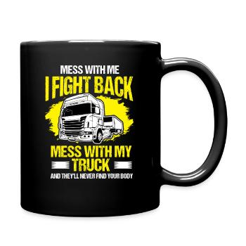 Occupation road truck Trucker driver driving highway - Full Colour Mug - black - Right