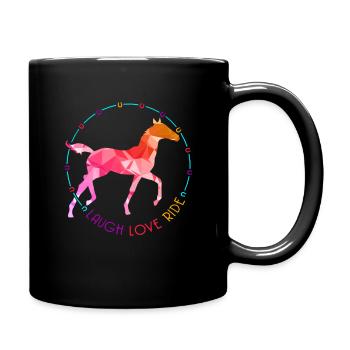 Laugh Love Ride Horse Riding Animal Lover Gift - Full Colour Mug - black - Right