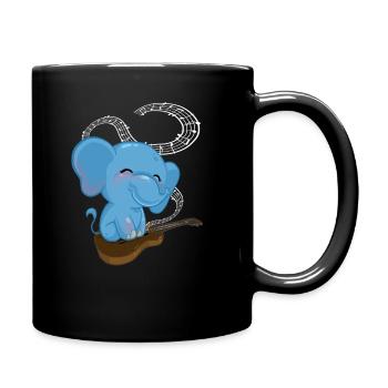Blue elephant with guitar and music band gift - Full Colour Mug - black - Right